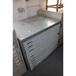 A ten drawer metal plan chest.