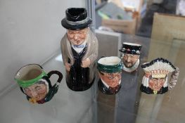 Five Royal Doulton character jugs including Winston Churchill (5) CONDITION REPORT: