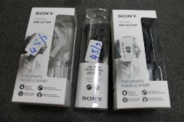 Sony : Three sets of headphones, model MDR-AS210AP in white,