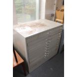 A ten drawer metal plan chest.