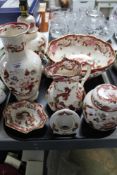 A tray of Masons Mandalay red china including table lamp,