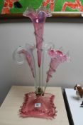 A Victorian ruby glass epergne