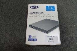 Lacie : Mobile SSD, 1TB, High Performance External SSD, model LRD0TUA, brand new, box still sealed.