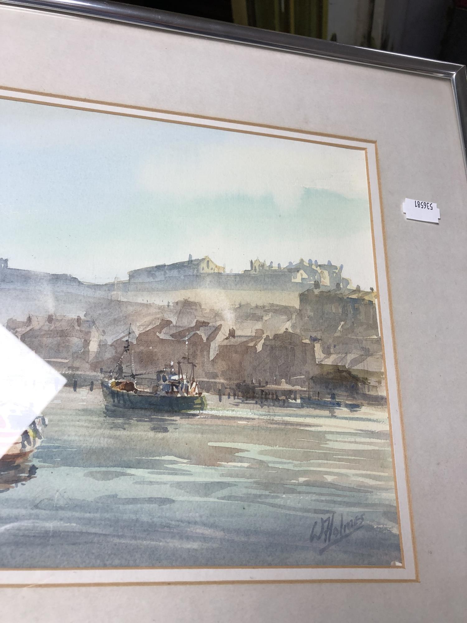 Walter Holmes - coastal boats at low tide, watercolour, signed. - Image 2 of 7