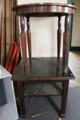 Two mahogany occasional tables.