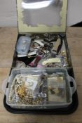 A tray of costume jewellery,