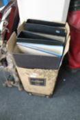 A box of lever arch files etc