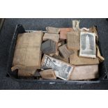 A crate of antique printing blocks relating to Newcastle upon Tyne