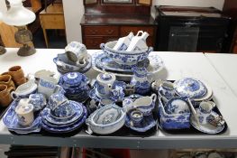 A large quantity of antique and later blue and white china, Spode jug,