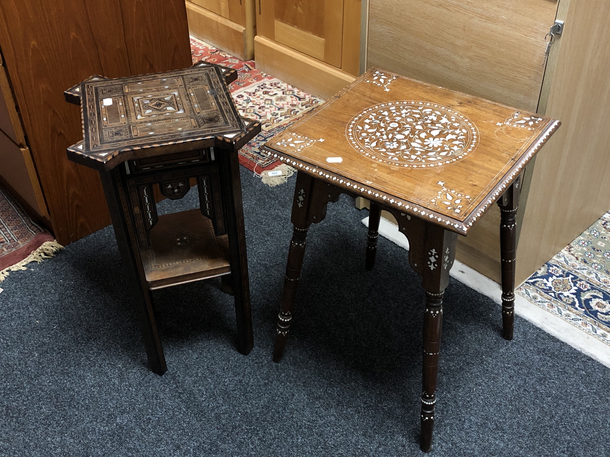 A Damascus mother of pearl inlaid occasional table,