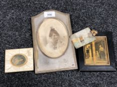 Four small pictures, early 20th century frames,