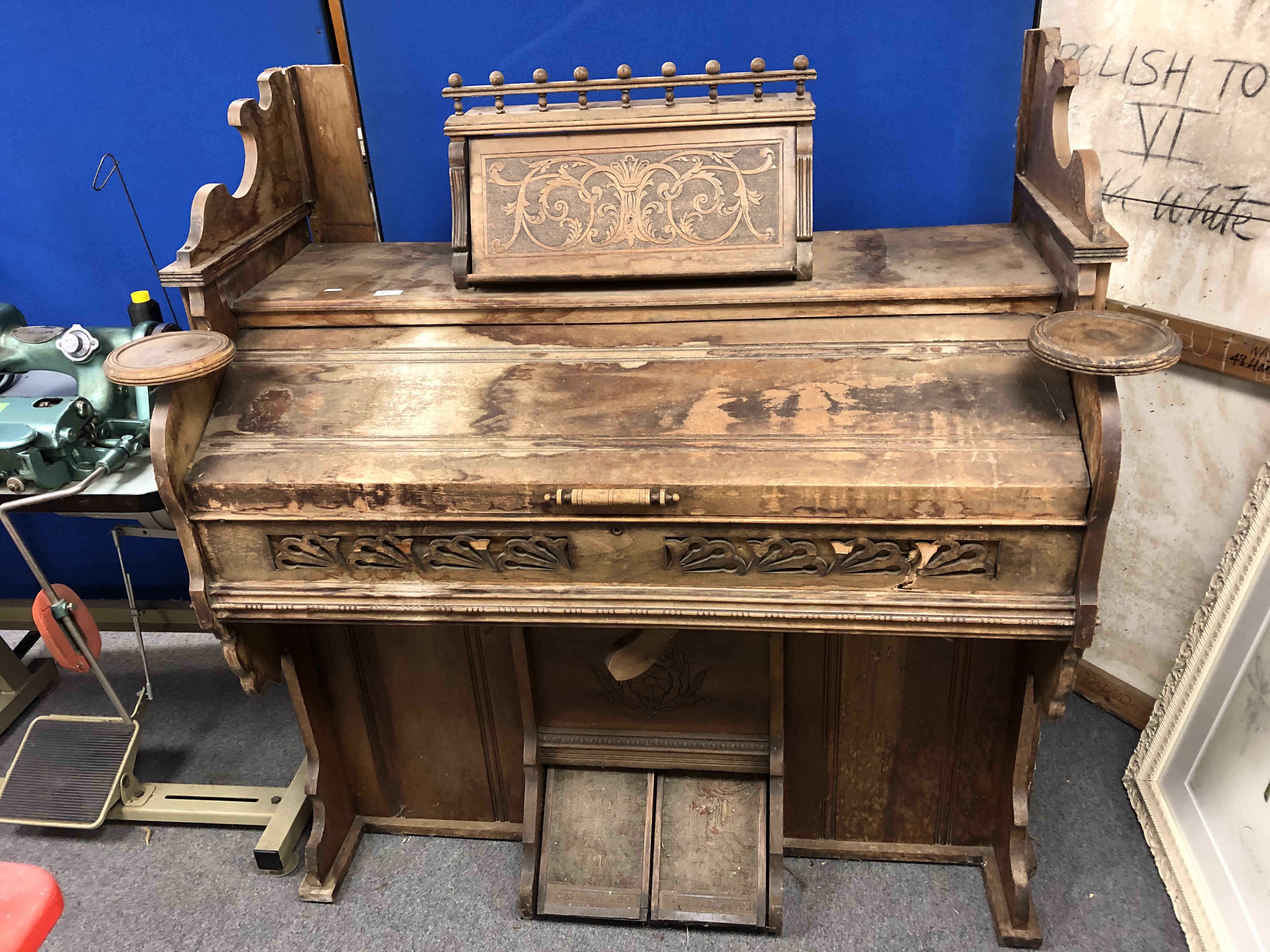 A Victorian pedal organ 120 cm width,
