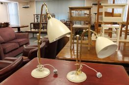 Two brass table lights