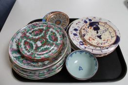 A tray of decorative Chinese plates,