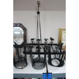 A set of metal stands and hanging ceiling rack