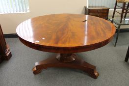 A nineteenth century mahogany circular breakfast table, width 131 cm, height 72 cm.