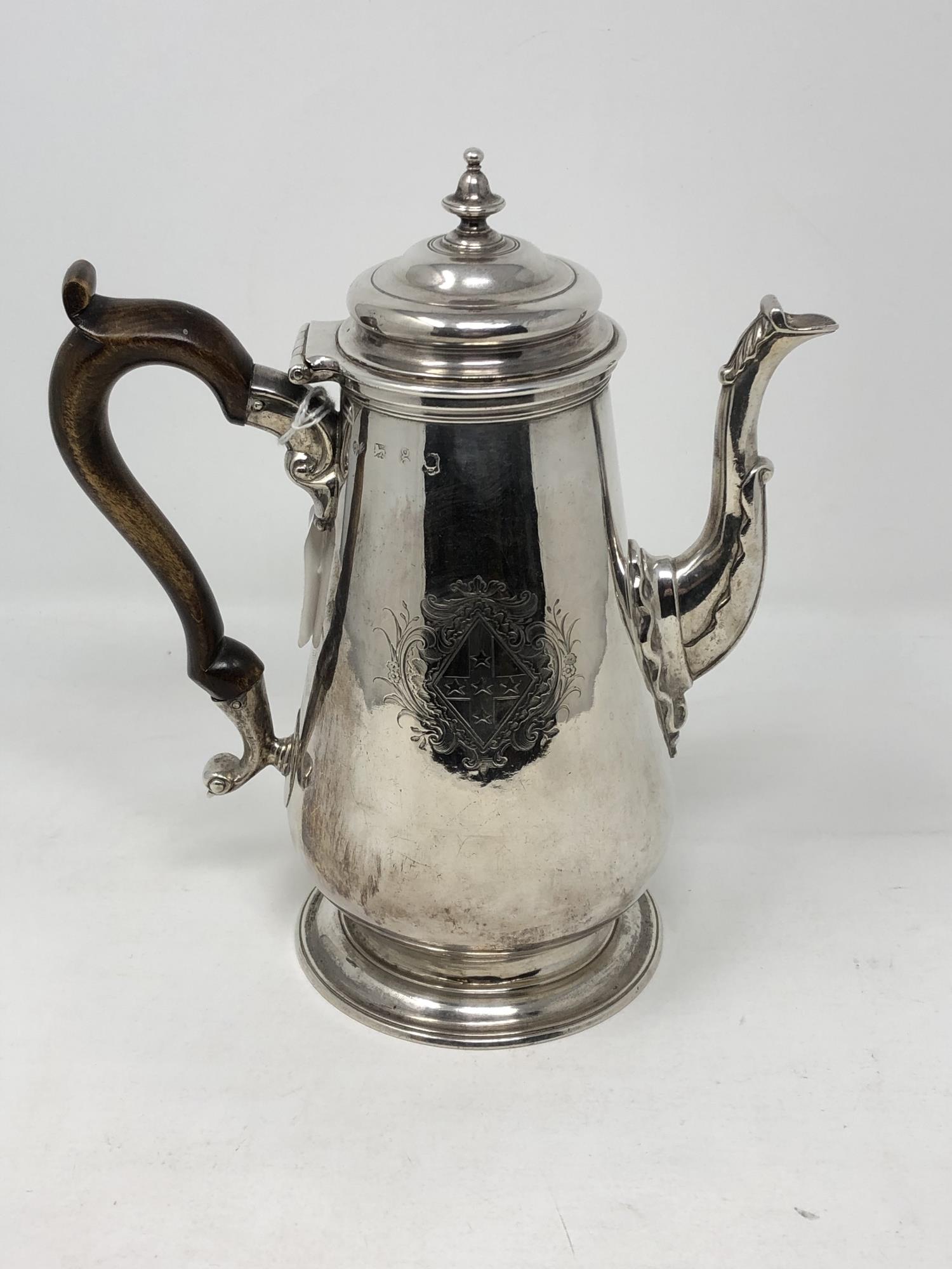 A fine George II silver coffee pot, London 1742, Richard Bayley or Richard Beale,