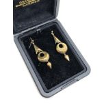 A pair of Victorian gold drop earrings