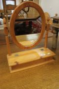 A pine dressing table mirror