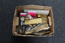 A box of antique and later cutlery,