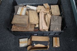 A crate of antique printing blocks relating to Newcastle upon Tyne