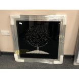 A glass framed picture 81 cm x 81 cm depicting a tree