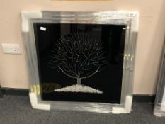 A glass framed picture 81 cm x 81 cm depicting a tree