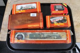 A collection of 00 gauge Hornby trains and stock including Class A4 Pacific Mallard