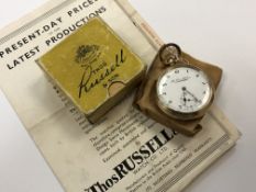 A Thomas Russell & Son gold plated open faced pocket watch,