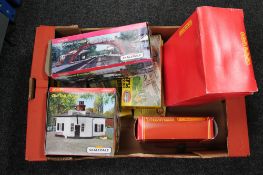 Three boxes of vintage toys, Hornby railway items,
