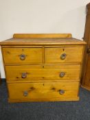 A Victorian pine four drawer chest