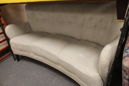 A mid century grey stitched fabric three seater settee CONDITION REPORT: Upholstery