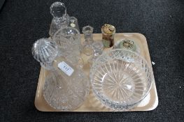 A tray of Bohemian crystal, decanter,