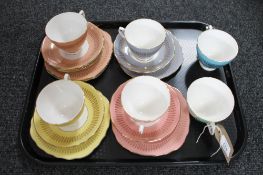 A harlequin set of Colclough tea china