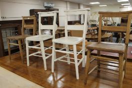 Four antique chapel chairs CONDITION REPORT: These are two pairs in fact,