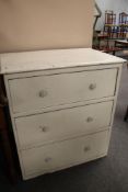 An Edwardian pine painted three drawer chest