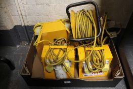 A box of three transformer units and electrical cable