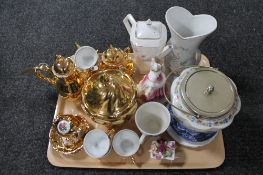 A tray of gilt tea china,