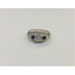 A sterling silver Art Deco style ring,