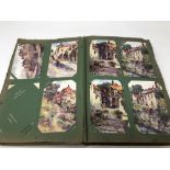 A Victorian postcard album containing antique postcards;