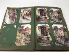 A Victorian postcard album containing antique postcards;