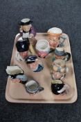 A tray of character jugs, Royal Doulton Long John silver,