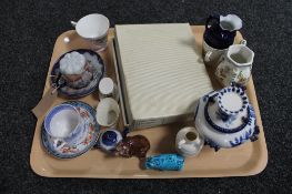 A tray of china, ornaments,