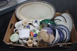 Two boxes of china and glass, plates,