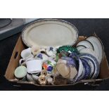 Two boxes of china and glass, plates,