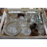 A crate of cut glass and crystal,