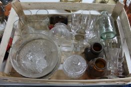 A crate of cut glass and crystal,