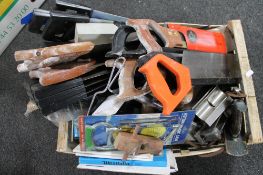 A crate of wood working tools,