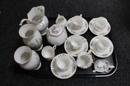 A tray of Aynsley cottage garden coffee cans, further Aynsley china,