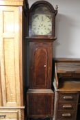 A nineteenth century painted dial longcased clock with pendulum and weights